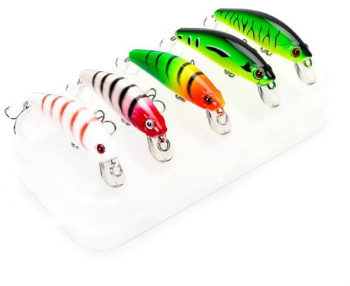Steinn Wobbler Minnow Kit de leurres artificiels | Poisson prédateur, Sandre, Perche | Couleurs attrayantes (Couleur 5)