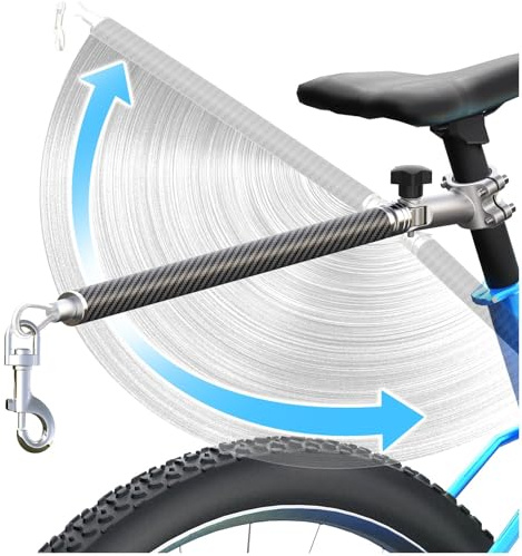 Hands-Free Bicycle Dog Leash for Cycling - 180° Rotating or Fixed Quick-Attach System, Built-in Shock-Absorbing Spring, Anti-Pull Design, Thick Steel Wire Rope 550 lbs (Carbon Fiber)