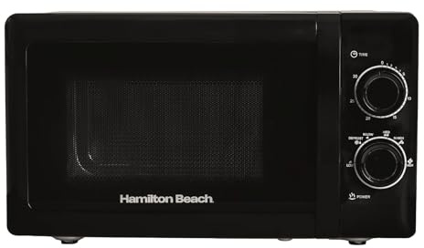 Hamilton Beach Microwave, 20L, 700W, Stainless Steel Cavity, Manual Control, 5 Power Levels, Quick Defrost, 30 Minute Timer, Black - HBMX79SSB