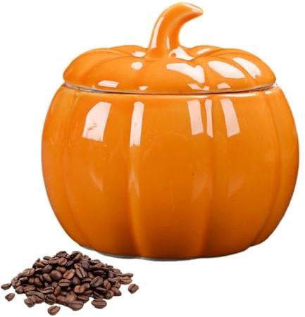 Ceramic Pumpkin Jar – Small Pumpkin-shaped Storage Container, Airtight Ceramic Food Holder | Decorative Autumn Kitchen Decor, Thanksgiving Sweet Jar, Seasonal Candy Bowl For Dorms, Bedrooms, Living