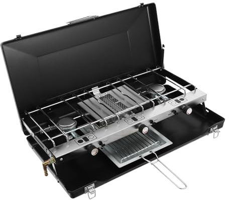 Réchaud à gaz à 3 brûleurs - Plateau de table - Réchaud à gaz portable - Pour camping, barbecues, fêtes