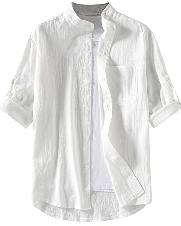 Camisas Hombre Camisa Lino Manga Corta Shirts Transpirable Ropa Ligero Casual De Traje Elegante Slim Fit Verano Primavera Tallas Grandes