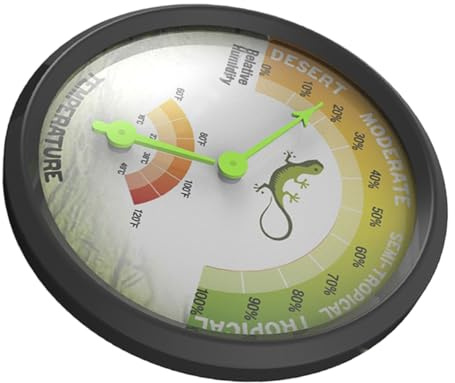 Beaupretty High-precision Analog Reptile Terrarium Thermometer Hygrometer Mechanical Temperature Humidity Gauge Mini Non-battery Operated for Bearded Dragon and Pet Enclosures