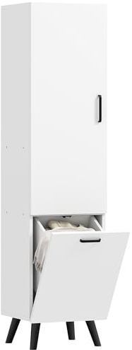 HOMCOM Armario de Baño Alto con Puerta y Estantes 35x31,5x144 cm Blanco