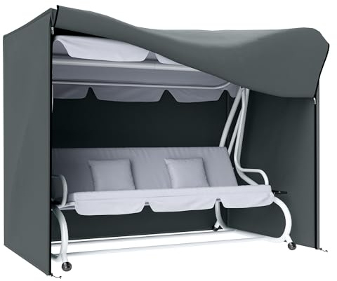 Outsunny Funda para columpio de jardín de 3 plazas, impermeable, resistente al invierno, resistente al viento, resistente a los rayos UV, para muebles de jardín, tejido Oxford 420D, 220 x 125 x 172 cm