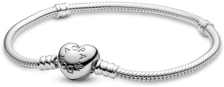 PANDORA Bracciale da donna in argento con chiusura a cuore 594594C00, 17cm, Argento sterling, Non pietra preziosa