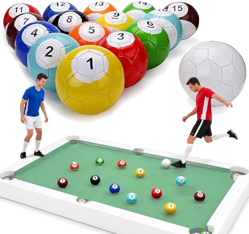 16-delars Läder Fotboll Pool Kick Biljard Set Snookerbollar Uppblåsbara Biljard Fotboll Snookerbollar Set Bordsspel för Trädgård Rum Utomhusspel Underhållning