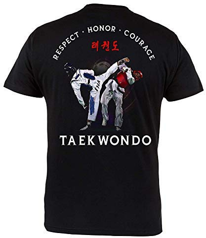Rule Out Hommes Martial Arts T-Shirt. Taekwondo. Respect. Honor. Courage. Casual Wear(Taille Medium)
