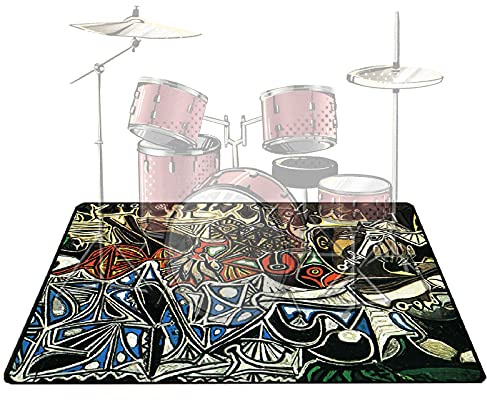 Drums Mat, Rug Drum Carpets Non-Slip, Soundproof Blanket, Electronic Drum Carpet, Jazz Drum Kit Carpet, Musical Non-Slip Rugs, Shock Absorption Mat for Bass Drum Snare 160X120 CME