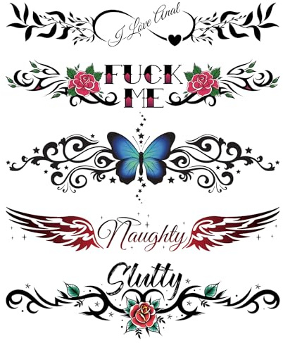 Kink Ink - 5 Large Sexy Naughty Temporary Tattoos for Women Ladies - Adult Fun for Lower Back Legs Arms Stomach