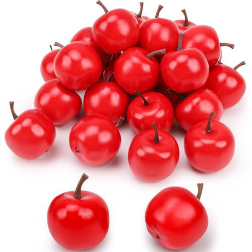 Meiwlong 27 PCS Fake Artificiel RéalisteRed Apples Décoration Home Faux Réaliste Plastic Centerpièces s Fruit Ornament Fête Christmas Indoor Festival