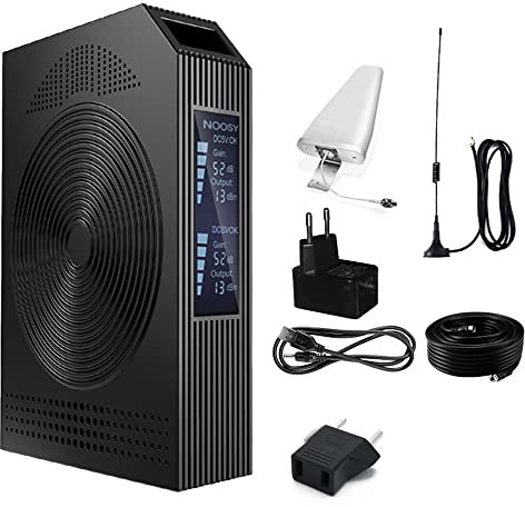 Geevorks Amplificador Cobertura Móvil GSM 4G 3G 2G,900MHz 1800MHz 2100MHz Amplificador de Señal Tribanda de Teléfono Celular Repetidor de Señales con Pantalla LED + Antena