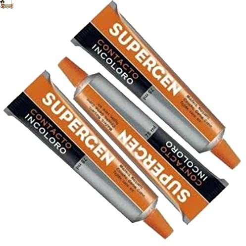 BricoLoco Pack 3 tubos Pegamento de contacto Supergen extrafuerte. 75 ml.Incoloro transparente. Suela zapatos, calzado, madera. Uniones resistentes y duraderas. Bricolaje y reparación. (3, 75 ml.)