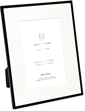 Isaac Jacobs 6x8 (Matted 4x6) Black Metal Picture Frame, Classic Metal Photo Frame Made For Tabletop & Hanging Display, Home and Office Décor, Photo Gallery and Wall Art (6x8 (Matted 4x6), Black)