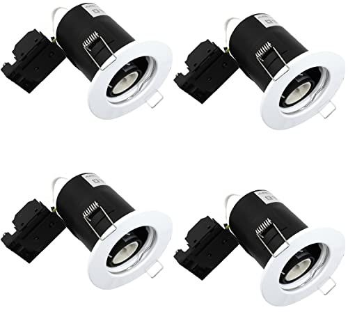 Wondlumi 4X Fire Rated GU10 Downlights White LED Downlights Ceiling | Recessed Spotlights Ceiling Lights for Kitchen IP20 No Bulbs