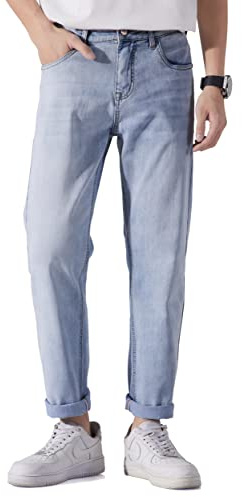 ziilay Jeans herr lätta sommarjeans långa tunna lätta tyg kontor lång business fritid, 1213a ljusblå, 32W x 31L
