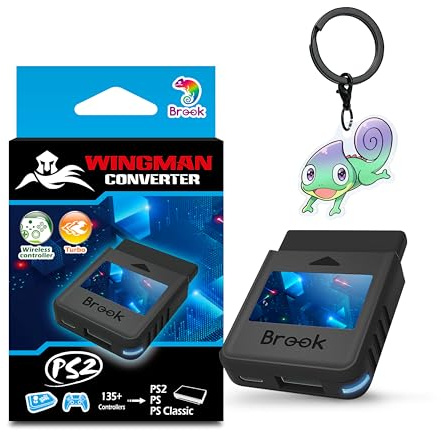 Brook Wingman PS2 Converter – Wireless Adapter for PS4/PS3 to PS2/PS1/PS Classic, Supports Xbox & Switch Controllers, Retro Gaming Adapter with Keychain [Exclusive Version]
