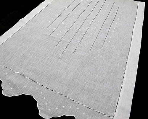 LAGARTERANA Cortinas Bordadas en algodón Blanco, para Colgar con una barrita de presión Dentro del Cristal o con una Barra Extensible pegada en el Marco de la Ventana. (60 x 100 cm.)