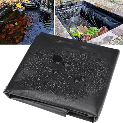 Teichfolie für den Außenbereich, 4x4m 4x5m 4x6m 4x8m, schwarze flexible Teichfolie für unregelmäßige Formen | Unterlage, faltbare HDPE-Teichfolie für Gartenbäche, Springbrunnen, Wasserfälle(3x4m)