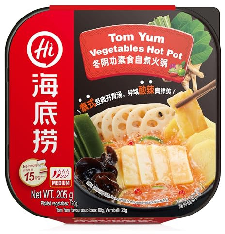 Haidilao Magic Cook Self-Heating Hot Pot – Instant Chinese-Style Meal Kit – Ready-to-Eat Hotpot in Portable Pack – Quick & Easy Meal (205g, Tom Yum Vegetable)