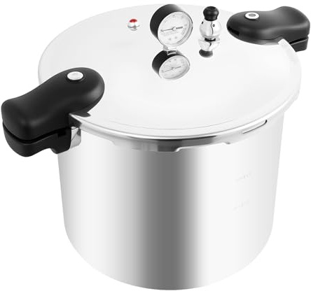 GSHIOIO 23Qt Explosion-Proof Canning Pressure Cooker, Heavy-Duty Commercial Manual Pressure Canner Stovetop Pressure Cookers with Pressure Gauge and Pressure Regulator for Steaming and Simmering