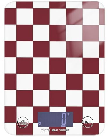 Brown and White American Plaid Spezie Piccole Bilance da cucina per alimenti 12 lb/1 oz, 5 kg/5 g grammo Bilancia alimentare con 4 unità per (utente) (utente) báscula para pesar comida