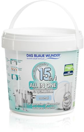 Das Blaue Wunder All In One Geschirrspülpulver 15in1 | Spülmaschinenpulver | 15 Funktionen | sehr ergiebig | Power Entkruster | Maschinenpflege | phosphatfrei (Neutral)