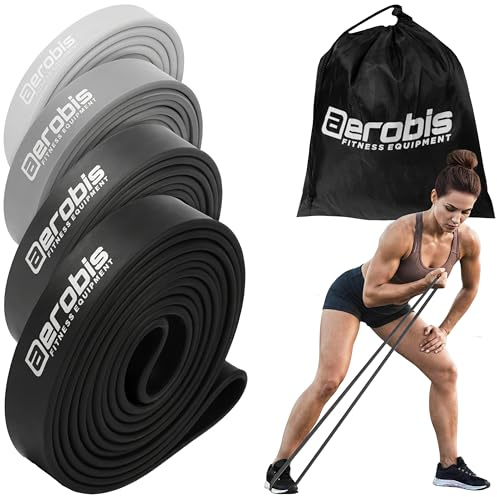 aerobis® Powerband Komplettset 4 band | Premium fitnessband för styrketräning | Latexfri kvalitet