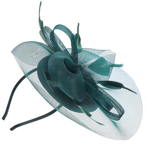 Healeved Chapeau Fascinateur en Lin pour Femmes Filet de Plumage, Couvre-Chef pour Anniversaires et Banquets