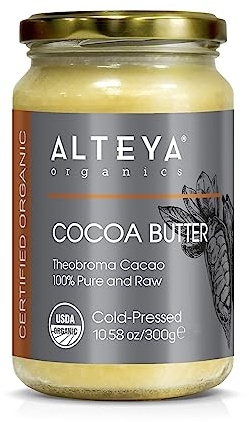 Alteya Organic Cocoa Butter 300gr- 100% USDA Certified Organic Pure Natural Raw Cocoa Butter (Theobroma Cacao)
