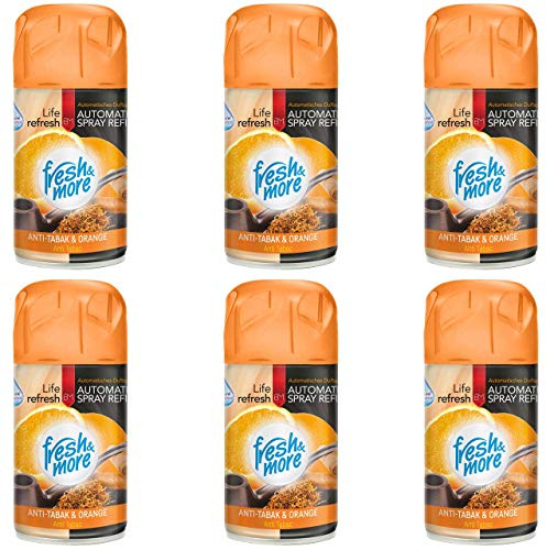 Fresh & More Lufterfrischer Nachfüller (6er Pack) 250ml, Anti-Tabak&Orange
