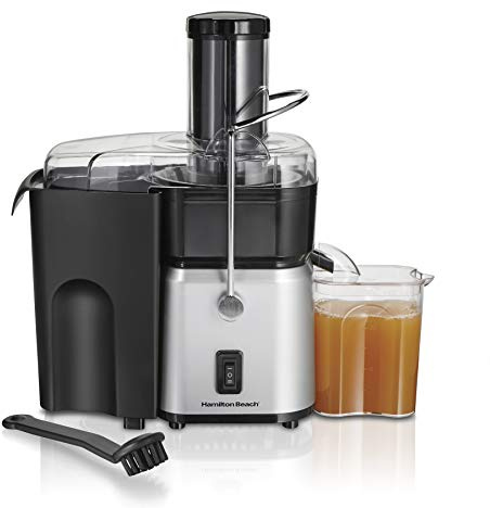 Hamilton Beach Juicer Machine, Centrifugal Extractor, Big Mouth 3 Feed Chute, Easy Clean, 2-Speeds, 30 oz. BPA Free Pitcher, 700 Watt Motor, Cleaning Brush, Black (67840)