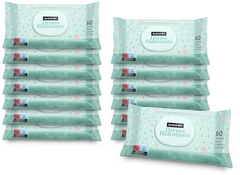 Suavinex Pack 14 x 60 Toallitas para bebé (840 unidades), Dermohidratantes, Aptas para pieles atópicas, Aptas Recién Nacido, Aptas Manos y Cara, 95% Ingredientes de origen natural, 840 Unidades