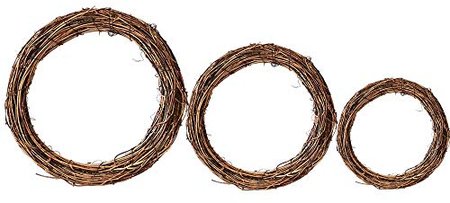 Aisszhao 30cm 20cm 15cm Natural Grapevine Wreath Christmas Wreath Door Round Garland Vine Branch Wreath DIY Craft Xmas Wedding Holidays New Year Garden Home Party Decors(15+20+30)