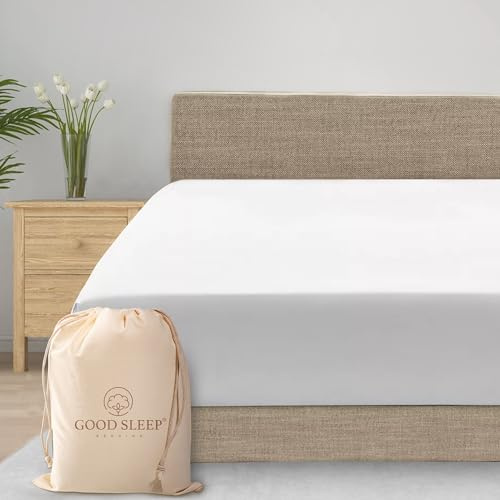 Good Sleep Bedding Queen Fitted Sheet - 1000 Thread Count Egyptian Cotton, Soft & Breathable - 16 Inch Deep Pocket - White
