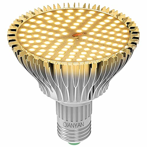QIANYAN Ampoule Horticole LED 80W, Lampe de Croissance à Spectre Complet avec 120 LEDs (Blanc Chaud 3000K) pour Plantes d'Intérieur, Jardin, Serre et Culture Végetative