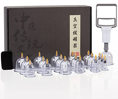 Fitem Set de 20 ventosas profesionales de masaje, Cupping, Hijama, Anticelulitis - Alivia dolores musculares espalda, piernas, pantorrillas, hombros, brazos