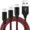 BIBTIM Micro USB Ladekabel 1M 2M 3M, USB 2.0 A-Stecker auf Micro Kabel, Micro USB Android Ladekabel Schnellladekabel 480 Mbps Datenübertragungsgeschwindigkeit