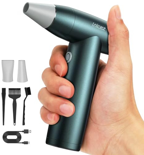 Lnicez 𝟏𝟱𝟬𝟬𝟬𝟬 RPM Compressed Air Duster - Electric Air Duster Compressed Air with [Powerful Brushless & Coreless Motor] [Elegant All Metal] Air Blower Compressed Air Cleaner for PC Keyboard F36