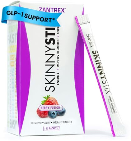 Zantrex SkinnyStix Berry Fusion GLP-1 Support Drink Mix, Energy & Metabolic Support Powder, Appetite Control, 15 Single-Serving Packets