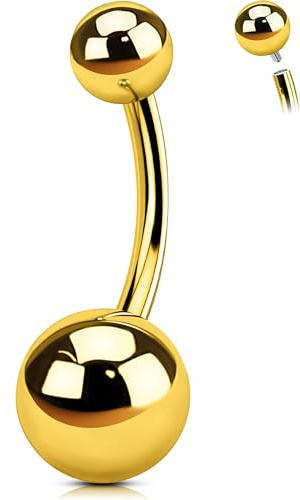 OUFER Body Piercing Titanium Belly Bars 14G Internally Navel Piercing Gold Belly Button Bars Navel Bar Jewellery Belly Button Rings