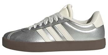 adidas Womens VL Court 3.0 Sportswear, Silver Metallic/Off White/Gum, 6
