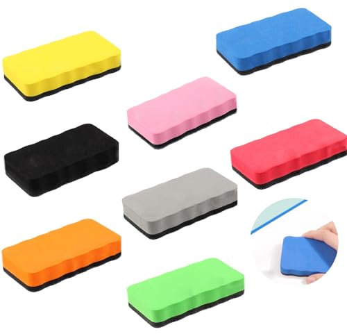 8 Stück Whiteboard Schwamm Magnetisch, Bunte Radierschwämme für Whiteboards, Magnettafel Reiniger Löscher Radierer, Ideal für Schule, Büro und Zuhause