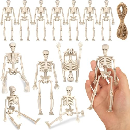 Hudiepan 12 Pezzi Scheletri per Decorazioni di Halloween, Figurine di Mini Scheletro, Mini Scheletro Figurine, Scheletro da 14cm Modello, Scheletro in Miniatura, Adatto per Decorazioni di Halloween