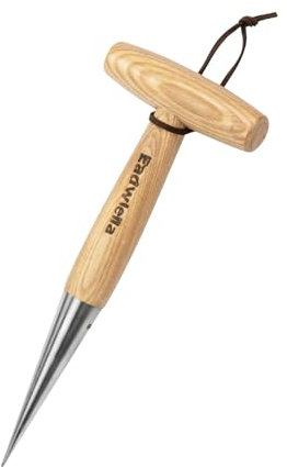 Eadwiella Blumenzwiebelpflanzer, Pikierstab, Edelstahl-Pflanzholz mit Holzgriff, Zwiebelpflanzer, Gartengeräte Herstellung von Löchern Pflanzung (Gesamtlänge:28cm)