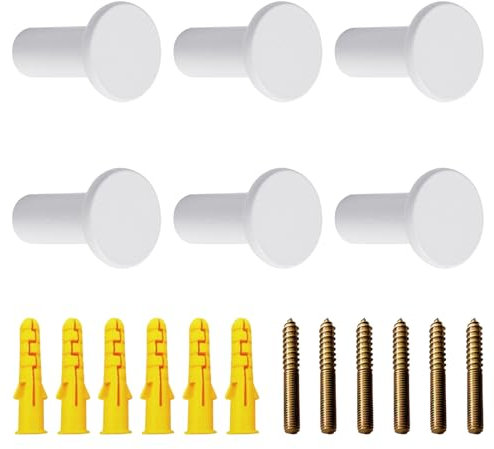 UFURMATE Metall Kleiderhaken 6PCS Runde Wandhaken Heavy Duty Haken Kleiderbügel Robuste Haken für Eingangsbereich, Bad, Küche (weiß)