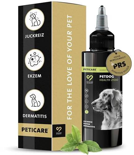 Peticare Ekzem-Pflege Mittel für Hunde | bei Dermatitis Neurodermitis etc | lindert effektiv Juckreiz & fördert Regenerationsprozess | einzigartiges PRS® System für Lange Wirkung – petDog Health 2100