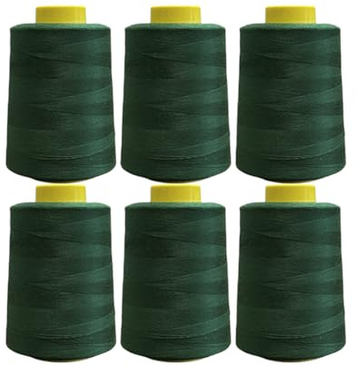 6 Bobinas de Hilo De Coser (4500 metros/rollo), Hilo de Poliéster de Alta Resistencia, Bobinas de Hilo para Labores De Costura, (3136 verde, 5000Y-6)