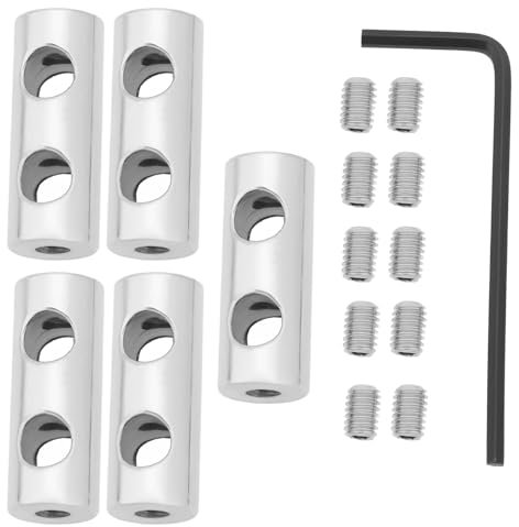 SG Store 5 Pezzi Morsetto Per Fune Metallica Morsetto Per Riparazione Di Cavi In Acciaio Nichelato A Doppio Foro Con Viti Esagonali M4 Per Fune Metallica Da 3-4 Mm Argento 26,5x10 Mm