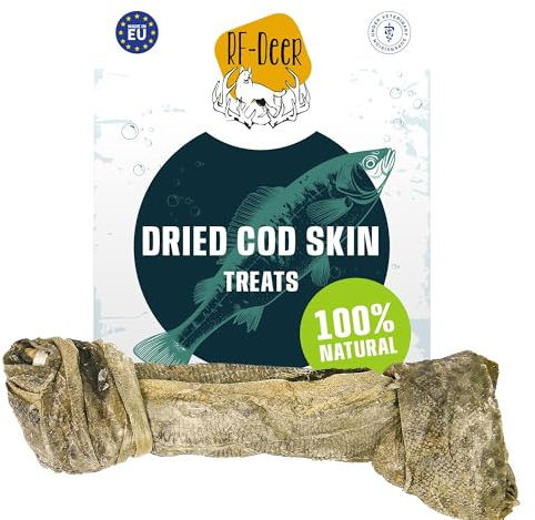 RF - Deer Giocattolo da Masticare per Cani con Pesce e merluzzo Taglia L - 10 pezzi - Ossa da Masticare per la Cura dei Denti Naturale Giocattolo per Cuccioli e Adulti Merluzzo Snack